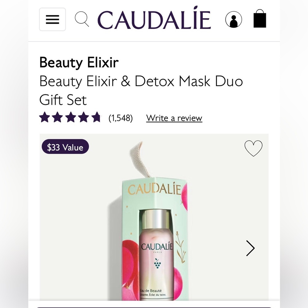 Caudalie Instant Detox Mask & Elixir Set - Green and Pink